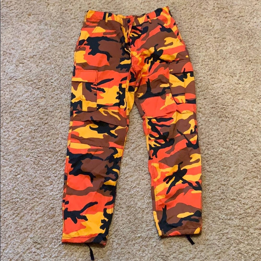 orange camo pants